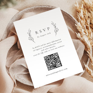 Simple elegance botanical greenery QR code wedding RSVP Card