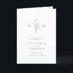 Simple elegance botanical leaves monogram wedding  programme<br><div class="desc">Monogrammed initials and elegant hand illustrated botanical leaves,  your event details in elegant script and classic font,  simple and luxury.  Great black and white programs for modern classic wedding,  simple formal wedding,  elegant botanical garden wedding. 
See all the matching pieces in the collection.</div>