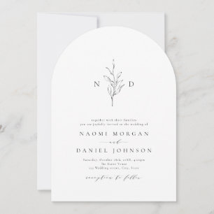 Simple elegance botanical monogram rustic wedding Invitation