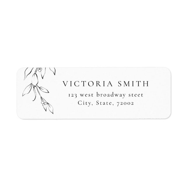 Simple elegance botanical wedding return address (Front)