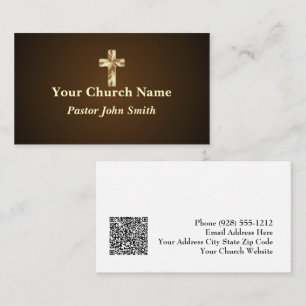 Simple Elegance Church Pastor Gold Cross Business Card