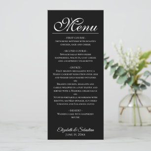 Simple Elegance Classic Black Wedding Menu