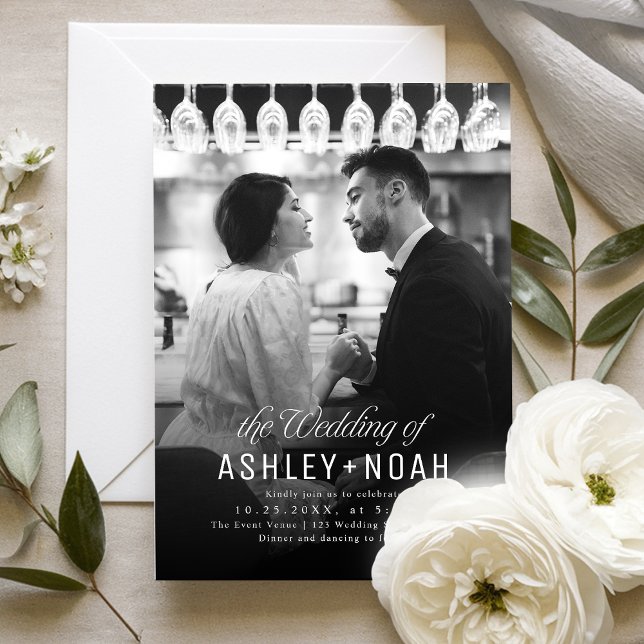 Simple Elegance Classy Script Photo Wedding  Invitation (Simple Elegance Classy Script Photo Wedding Invitation)