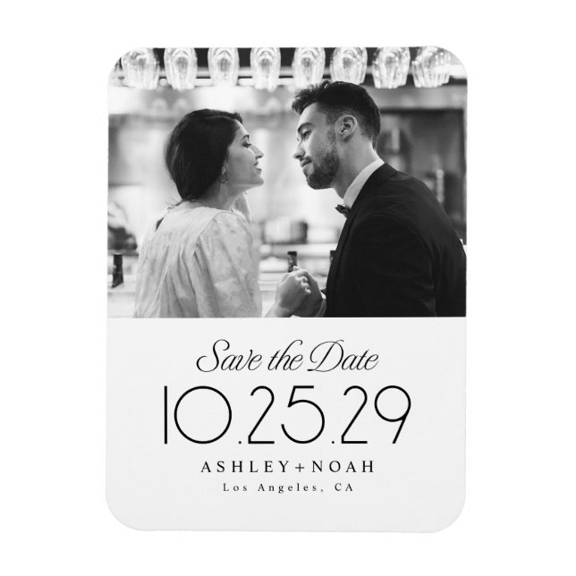 Simple Elegance Classy Script Photo Wedding  Magnet (Vertical)
