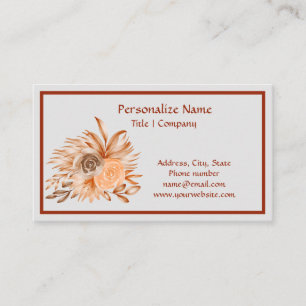 Simple Elegance Coral Burgundy Floral Watercolor Business Card