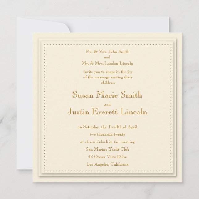Simple Elegance Cream Square Invitation (Front)