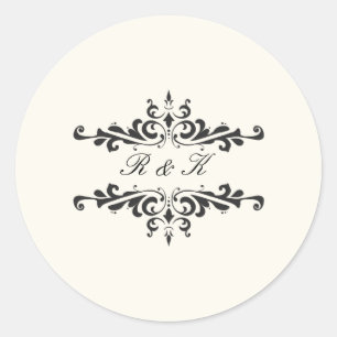 Simple Elegance Envelope Seal- Cream Classic Round Sticker