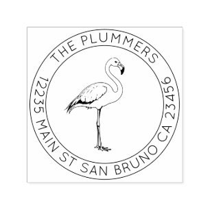 Simple Elegance - Flamingo Family Return Address Self-inking Stamp