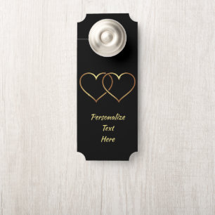 Simple Elegance Gold & Black Hearts Joined Room Door Hanger