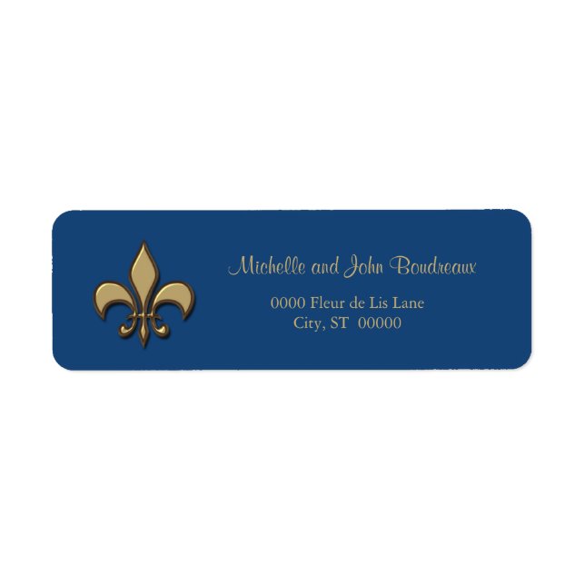 Simple Elegance Gold Blue Fleur de Lis (Front)