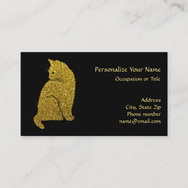 Simple Elegance Gold Cat Business Card (Front)