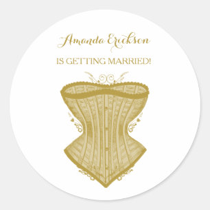 Simple Elegance Gold Corset Lingerie Bridal Shower Classic Round Sticker