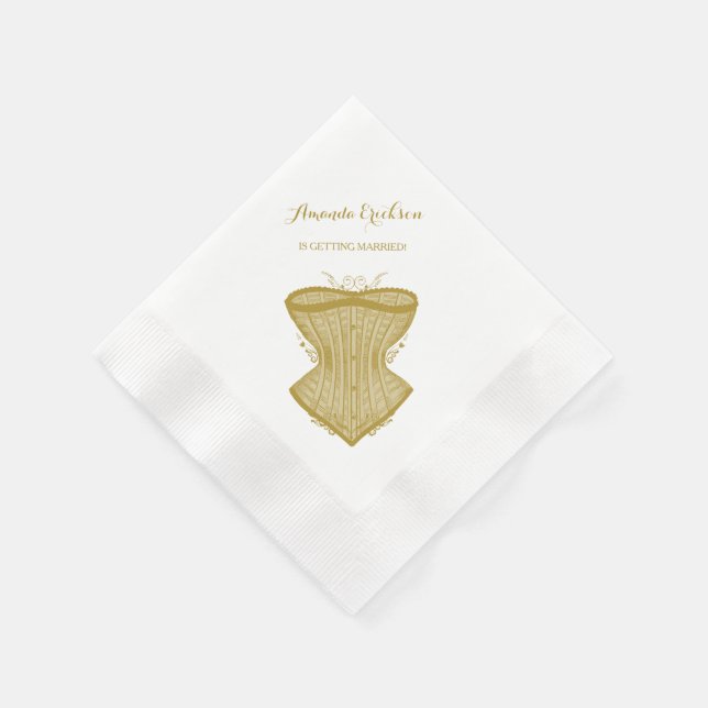 Simple Elegance Gold Corset Lingerie Bridal Shower Napkin (Corner)