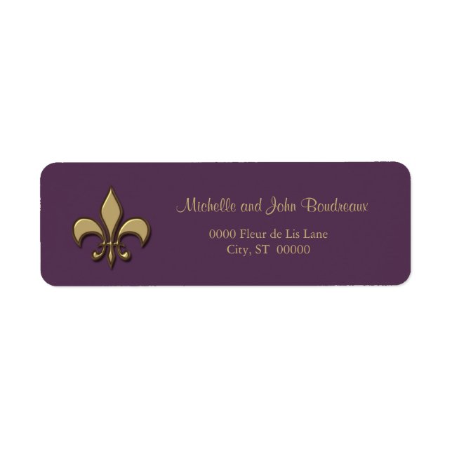 Simple Elegance Gold Purple Fleur de Lis (Front)