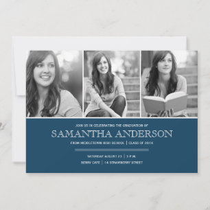 Simple Elegance Graduation Invitation - Navy