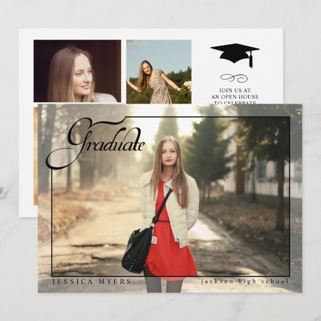 Simple Elegance, Graduation Photo Announcements (Front/Back)