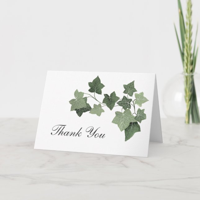Simple Elegance Green Ivy Thank You Card (Front)