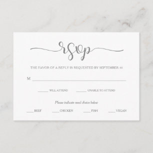 Simple Elegance   Grey and White RSVP Meal Choice