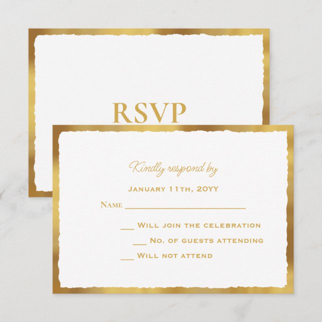 Simple Elegance Luxe Gold Edge Wedding Response (Front/Back)