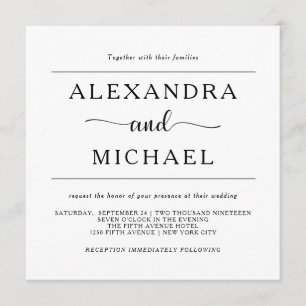 Simple Elegance Minimal Black and White Wedding Invitation