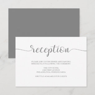 Simple Elegance   Minimal Grey and White Reception Invitation