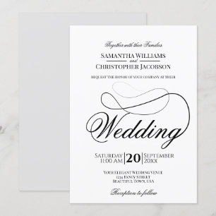 Simple Elegance Minimalist Black & White Wedding Invitation
