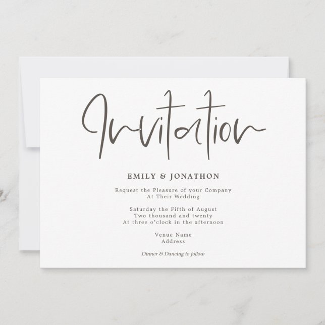 Simple Elegance Modern Script Typography Wedding Invitation (Front)
