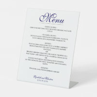 Simple Elegance Navy Blue & White Wedding  Menu