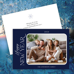 Simple Elegance New Years Photo Holiday Card