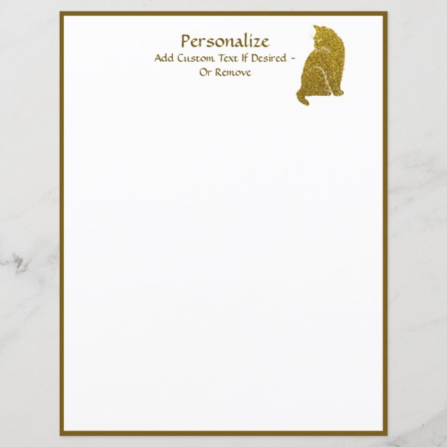 Simple Elegance of Gold Glitter Cat Feline (Front)