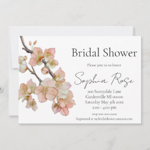 Simple elegance orange floral green bridal shower  invitation