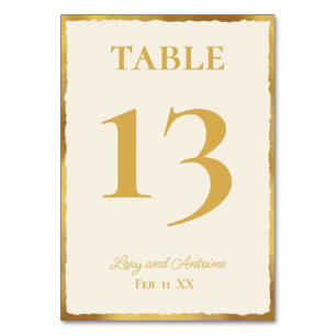 Simple Elegance Personalised Ecru Gold Edge Table Number