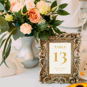 Simple Elegance Personalised Off White Gold Edge Table Number