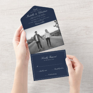 Simple Elegance Photo Wedding All In One Invitatio All In One Invitation