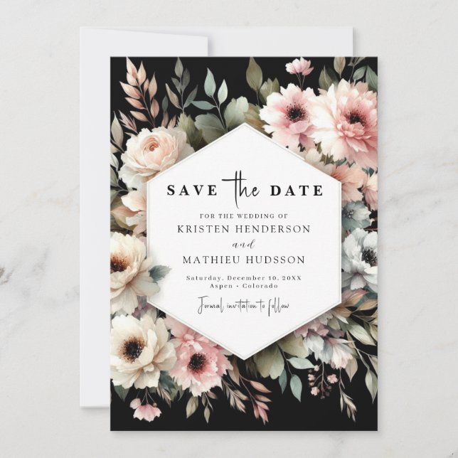 Simple Elegance Pink Floral Wedding Save The Date (Front)