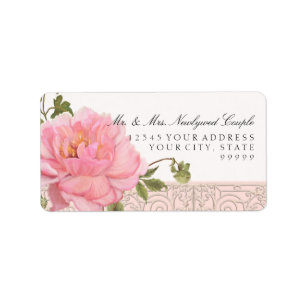 Simple Elegance Pretty Peony Flower Art Typography Label