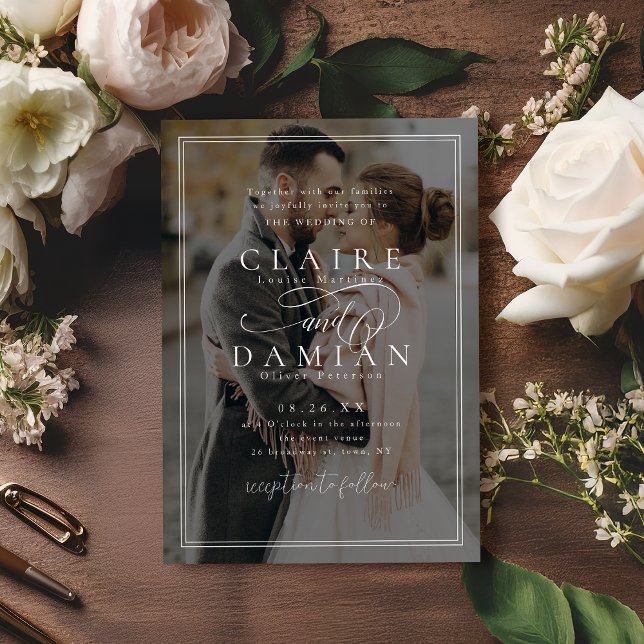 Simple Elegance Romantic Script photo wedding Invitation (Simple Elegance Romantic Script photo wedding Invitation)