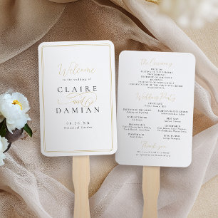 Simple Elegance Romantic Script Wedding Program Hand Fan