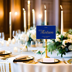 Simple Elegance Royal Blue Gold Edge Custom Table Number