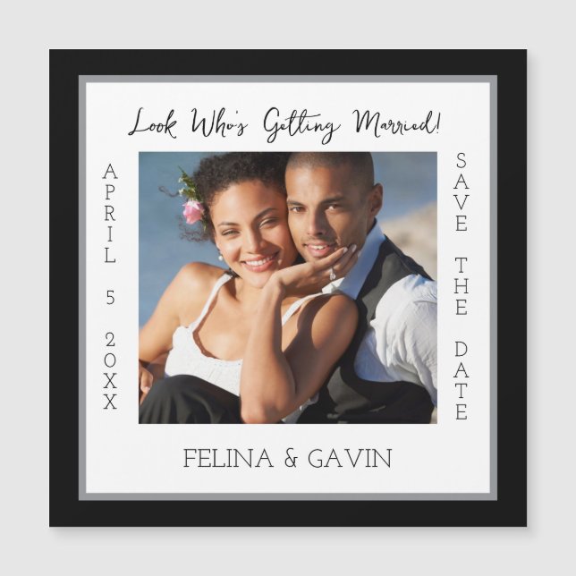 Simple Elegance! Save the Date Magnetic Card (Front)