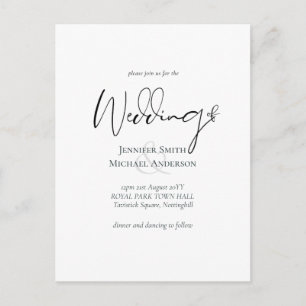 Simple Elegance Script Modern Budget Wedding Postcard