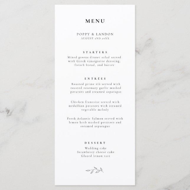 Simple Elegance Typography & Botanical Menu (Front)