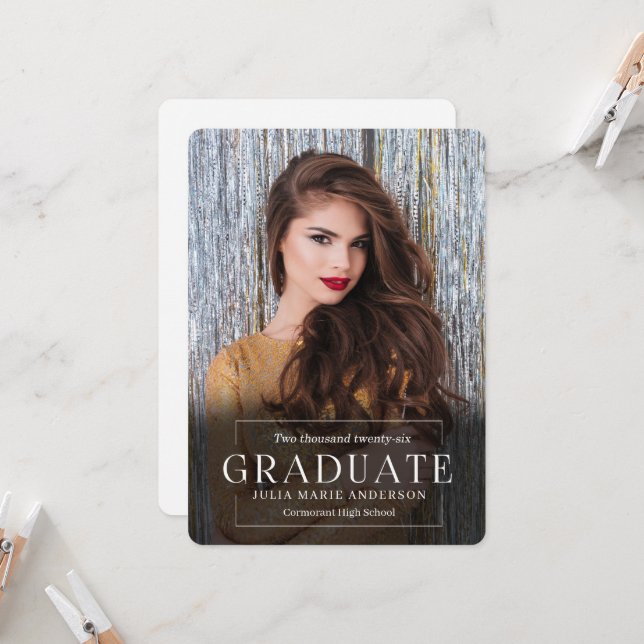 Simple Elegance VERT Photo 2025 Graduation Invitation (Front/Back In Situ)