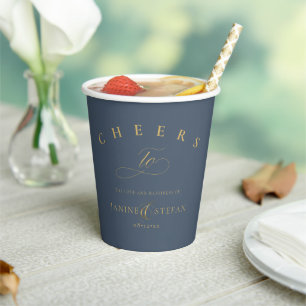 Simple Elegance Wedding Cheers Blue ID1022 Paper Cups