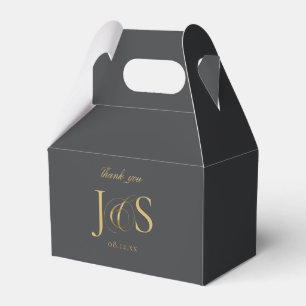 Simple Elegance Wedding Initials Charcoal ID1022 Favour Box