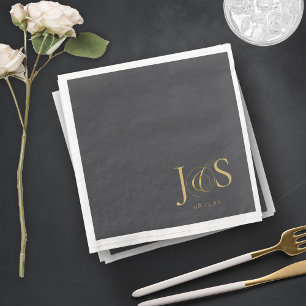 Simple Elegance Wedding Initials Charcoal ID1022 Napkin