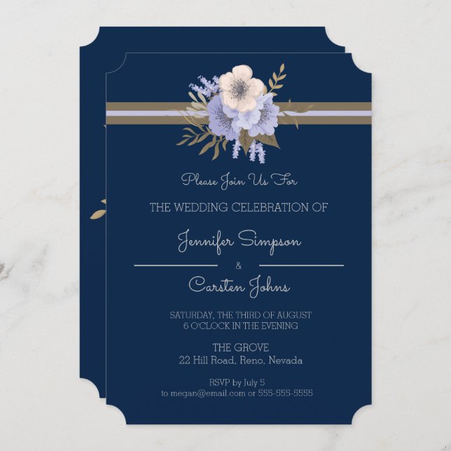 Simple Elegance Wedding Invitation (Front/Back)