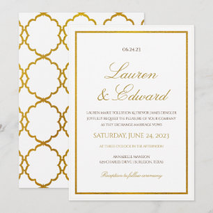Simple Elegance Wedding Invitation- Faux Gold Foil Invitation