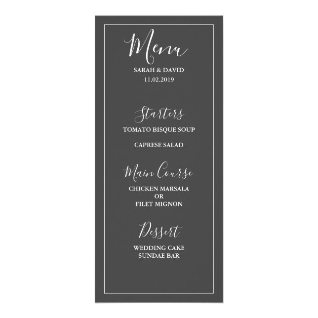 Simple Elegance Wedding Menu (Front)