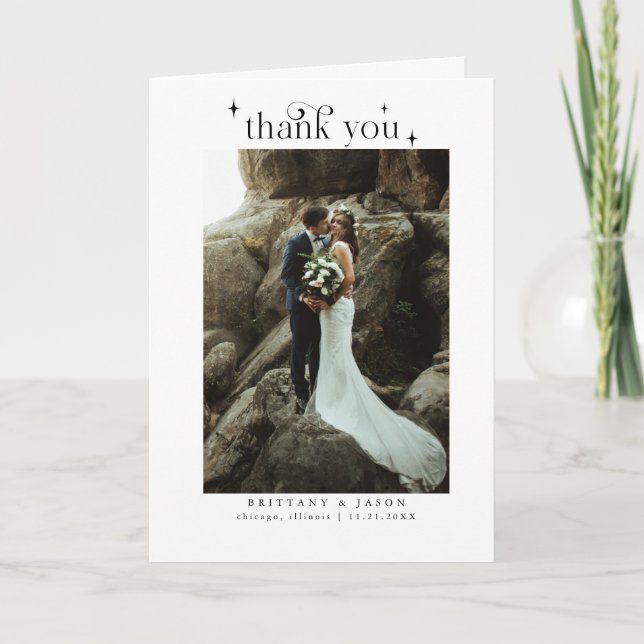 Simple Elegance Wedding Photo Thank You Card (Front)